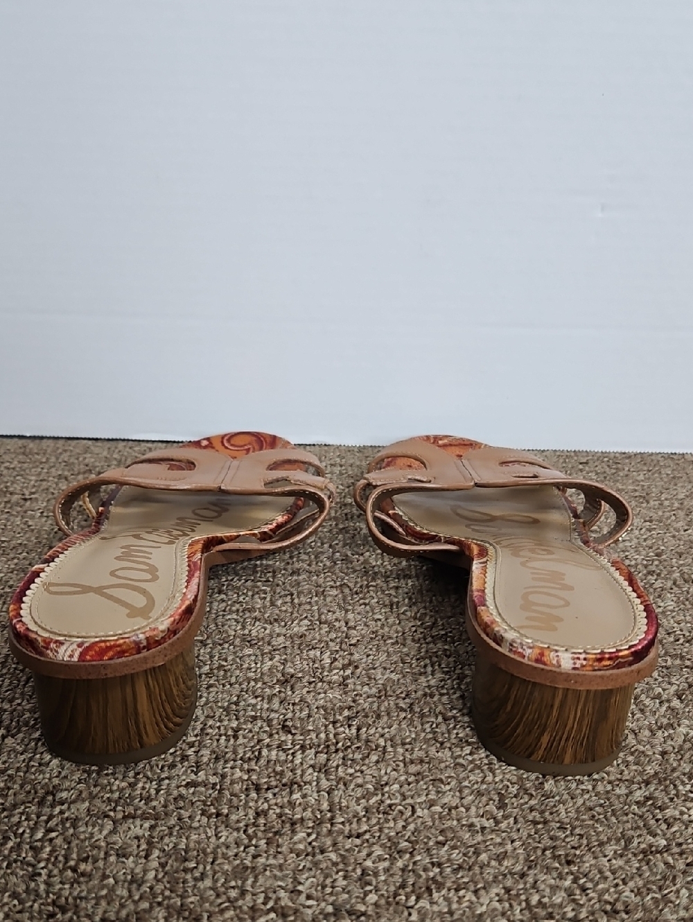 Sam Edelman Illie Slides Sandals Gold Brown Paisley Sz 9.5 Womens - Picture 8 of 9